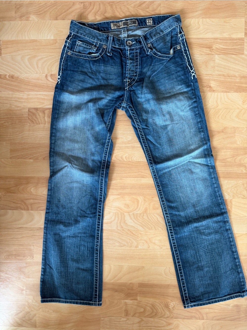 BKE Men's Blue Bootcut Jeans with Fading